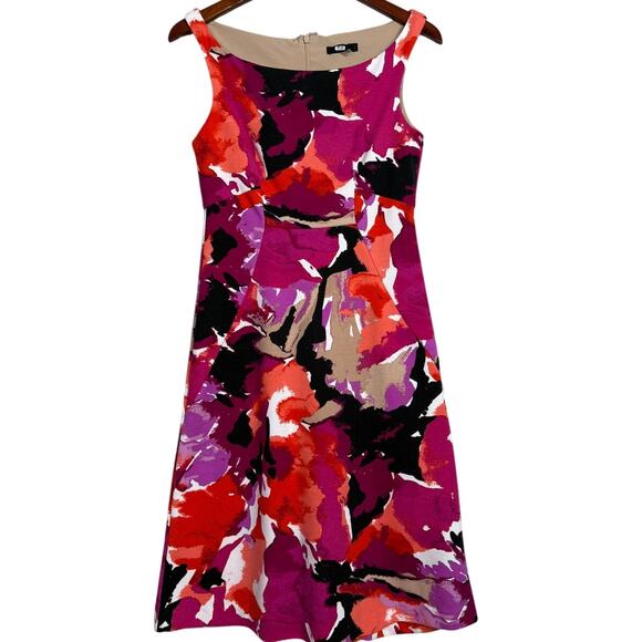 Trina Turk Robles Watercolor Art Sleeveless Halter Style Mini Dress 2 Pink Black - Picture 2 of 15